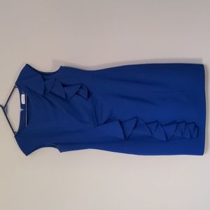 Calvin Klein hourglass sleeveless blue dress with ruffles size 12